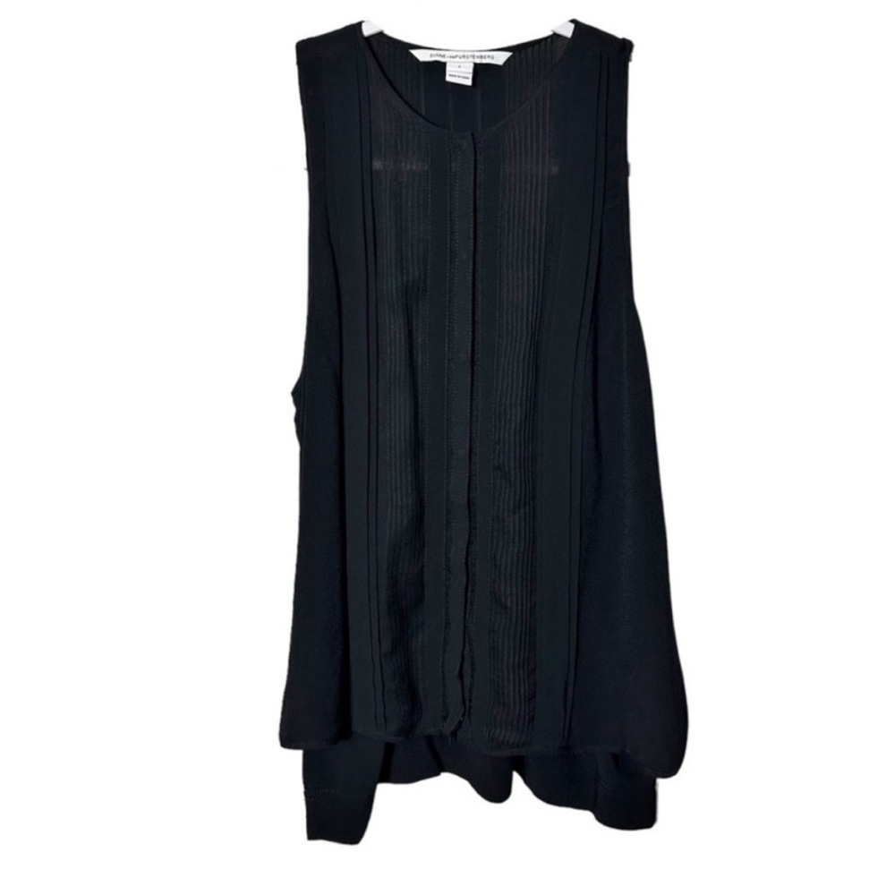 Diane Von Furstenberg Silk Black New Slice Top Blouse
